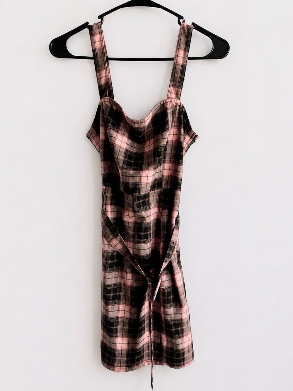 H&M Pink and Black Plaid Mini Dress